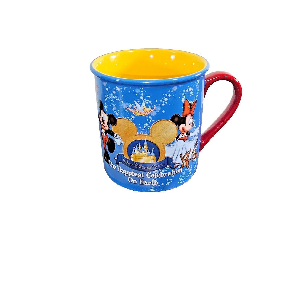 Walt Disney World Mug the Happiest Celebration on Earth Mickey Minnie Blue Yello